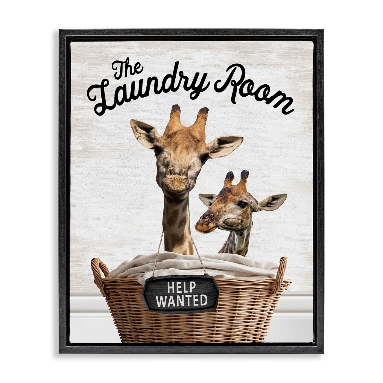Stupell Industries Help Wanted Laundry Room Giraffes Floating Frame Design by Lettered and Lined